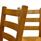 Vintage Set Van 6 Eetkamerstoelen Eiken En Riet Design thumbnail 5
