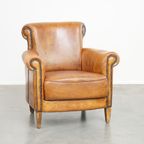 Comfortabele, Gezellige Armchair Gemaakt Van Schapenleer Met Een Correcte Afwerking Met Siernagel thumbnail 2