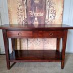Donkere Teakhouten Sidetable, Haltafel, Wandconsole thumbnail 2