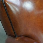 Zeer Mooie Design Fauteuil/ Armchair Gemaakt Van Eersteklas Schapenleer thumbnail 12