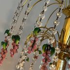 Vintage Grote Murano Kristallen Roze Druiven Kroonluchter Teardrop Frame thumbnail 5