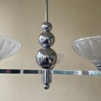 Lamp Hanglamp Art Deco 1930 Verchroomd Frans thumbnail 3