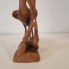 Teakhouten Artdeco Vogel Beeld Vintage Beeld thumbnail 5