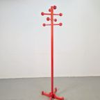 Postmoderne Beuken Staande Kapstok Vintage Italië '80 Rood thumbnail 4