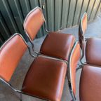Set/4 Italian Mid-century Tavo Stoelen In Cognac Skai Leder thumbnail 7