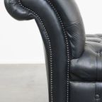 Groot, Sierlijk Zwart Chesterfield Daybed Gemaakt Van Rundleer thumbnail 2