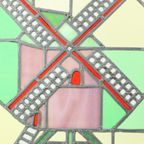 Vintage Glasraam Molen Glas In Lood Zonnevanger 47X37Cm thumbnail 7