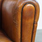 Set Van Twee Stoere Vintage Schapenleren Art Deco Stijl Design Fauteuils thumbnail 6