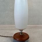 Vintage Tripod Lamp – Opaline En Teak thumbnail 3