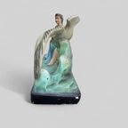 Art Deco Beeld Vrouw Met Vogel thumbnail 4