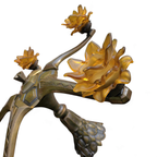 5 Arms Art Deco / Art Nouveau / Brass Hanging Lamp / Hand Blown Floral Shades thumbnail 4