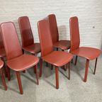 Set Van 8 Tuiglederen Cidue Italia Eetkamerstoelen - Italië Jaren 80 thumbnail 17