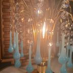 2 Beschikbaar Vintage Opaline Blauwe Tafellampen thumbnail 5