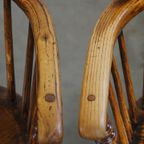 Set Van 2 Mooie Antieke 18E Eeuwse Engelse Lowback Windsor Eetkamerstoelen thumbnail 9