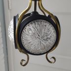 Vintage Hanglamp Glas Metaal Goudkleurig Zwart Jaren 60 thumbnail 4