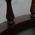Donkergroene Rundleren En Houten In Hoogte Verstelbare, Swiffel En Tilt Chesterfield Bureaustoel thumbnail 15