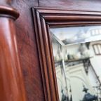 Prachtige Grote Antiek Mahonie Spiegel Met Massieve Pilaren En Geslepen Glas thumbnail 4