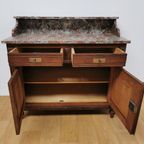 Vintage Frans Dressoir Commode, Ladekast Badkamermeubel Met Marmer Blad 209 thumbnail 6