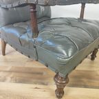 Antieke Leren Bibliotheek Stoel 1860S thumbnail 3