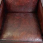 Schapenleren Art Deco Design Armchair Gecombineerd Met Hout En Een Mooi Patina thumbnail 7