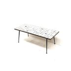 Vintage Zwart Witte Keramieke Salontafel Met Schuine Metalen Poten thumbnail 2