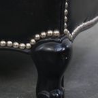 Luxe Zwarte Generfde Rundleren Fauteuil/Armchair Met Een Diepe Zit En Een Correcte Afwerking thumbnail 15
