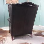 Stoere Zwarte Schaapsleren Vintage Bendic Wingback Fauteuil thumbnail 12