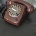 Vintage Telefoon Met Draaischijf T65 Deluxe Bruin Mocca thumbnail 2