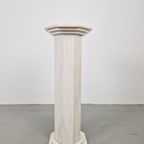 Vintage Art Deco Carrara Marmer Zuil Side Table ’60 Italy thumbnail 6