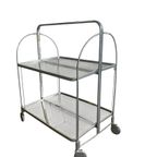 Vintage Inklapbare Bar Cart / Bijzettafel Op Wieltjes thumbnail 3