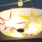 Ceiling Lamp By Inva In White Glass Red And Yellow Stars 1960S thumbnail 9