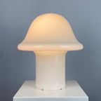 Large Fully White Glass Peill And Putzler Mushroom Table Lamp Xl 1970 thumbnail 2