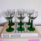 6X Vintage Duitse / Moezel Wijnglazen Groene Steel thumbnail 4