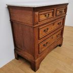 Vintage Frans Dressoir Commode, Ladekast Badkamermeubel Met Marmer Blad 207 thumbnail 10