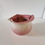 Vintage Roze Créme Hangpot Keramieke Vintage Pot Jaren 70 thumbnail 7