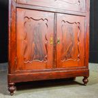 Brocante Hollandse Secretaire Kast – Begin 1900 – Rood thumbnail 10