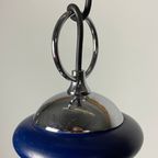 Vintage Glass Sphere With Blue Metal Pendant From The 1970'S thumbnail 7