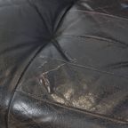 Grijze Vintage Lederen Design Element/ Fauteuil Uit De Jaren ’70 + Hocker thumbnail 9