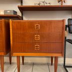 Vintage Deense Ladekast, 3 Lades, 1960's, 2 Stuks Op Voorraad thumbnail 3