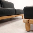 Brutalist Style Sofa Set In Black Leather thumbnail 15