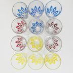 Set Vintage Vmc France Reims Champagne Glazen Harlequin 1960’s thumbnail 7