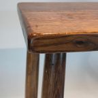 Vintage Eiken Houten Bijzettafeltjes Brutalist Set Tafeltje thumbnail 15