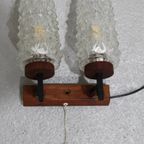 Vintage Dubbele Wandlamp - Hout, Glas Jaren '60 thumbnail 8