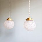 Paar Art Deco Kroonluchters In Gesatineerd Glas, 1920-30 thumbnail 13