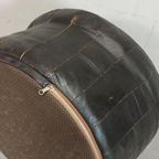 Vintage Leren Peof Ottoman, Zwart thumbnail 11