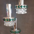 Dutch Design, Chrome And Glass Dragon Teeth Pendants Lamps thumbnail 15