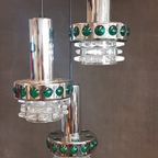 Dutch Design, Chrome And Glass Dragon Teeth Pendants Lamps thumbnail 14