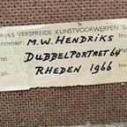 Vintage Origineel Schilderij, "Dubbelportret", M.W. Hendeiks thumbnail 6