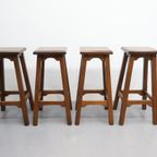 4 Vintage Barkrukken Eiken thumbnail 2