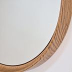 Xl Vintage Rond Spiegel Hout Kunststof Deens Mid Century ‘60 thumbnail 4